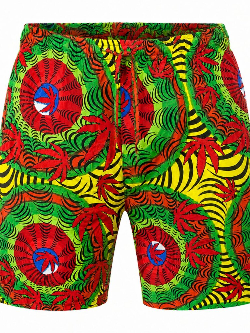 Rasta Reggae Bob Marley Shorts Drawstrings Free Size & Plus Size Cotton Pockets